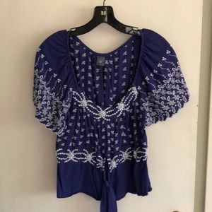 Blue with white detailing top from Anthropologie